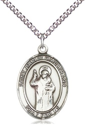 [7350SS/24SS] Sterling Silver Saint John of Capistrano Pendant on a 24 inch Sterling Silver Heavy Curb chain