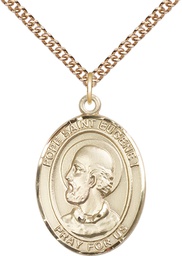 [7352GF/24GF] 14kt Gold Filled Pope St Eugene I Pendant on a 24 inch Gold Filled Heavy Curb chain