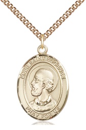 [7352GF/24GF] 14kt Gold Filled Pope St Eugene I Pendant on a 24 inch Gold Filled Heavy Curb chain