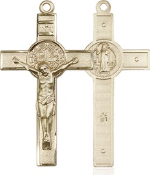 [0645KT] 14kt Gold Saint Benedict Crucifix Medal