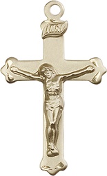 [0651KT] 14kt Gold Crucifix Medal
