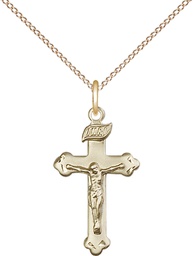 [0669GF/18GF] 14kt Gold Filled Crucifix Pendant on a 18 inch Gold Filled Light Curb chain
