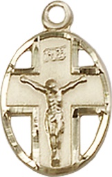[0978KT] 14kt Gold Crucifix Medal