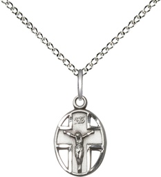 [0978SS/18SS] Sterling Silver Crucifix Pendant on a 18 inch Sterling Silver Light Curb chain