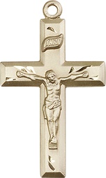 [2186KT] 14kt Gold Crucifix Medal
