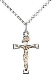 [2237GF/SS/18SS] Two-Tone GF/SS Maltese Crucifix Pendant on a 18 inch Sterling Silver Light Curb chain