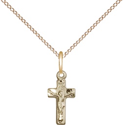 [4134GF/18GF] 14kt Gold Filled Crucifix Pendant on a 18 inch Gold Filled Light Curb chain