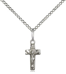 [4134SS/18SS] Sterling Silver Crucifix Pendant on a 18 inch Sterling Silver Light Curb chain