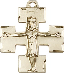 [4135KT] 14kt Gold Modern Crucifix Medal