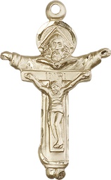 [4151KT] 14kt Gold Trinity Crucifix Medal