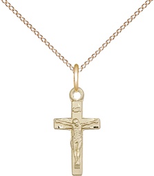 [5417GF/18GF] 14kt Gold Filled Crucifix Pendant on a 18 inch Gold Filled Light Curb chain