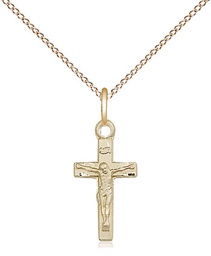[5417GF/18GF] 14kt Gold Filled Crucifix Pendant on a 18 inch Gold Filled Light Curb chain