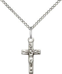 [5417SS/18SS] Sterling Silver Crucifix Pendant on a 18 inch Sterling Silver Light Curb chain