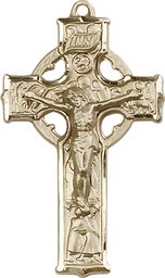 [5440KT] 14kt Gold Celtic Crucifix Medal