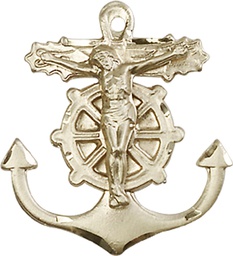 [5685KT] 14kt Gold Anchor Crucifix Medal
