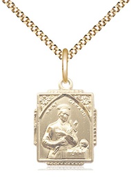 [0804GGF/18G] 14kt Gold Filled Saint Gerard Pendant on a 18 inch Gold Plate Light Curb chain