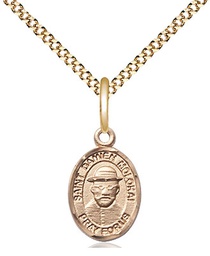 [9412GF/18G] 14kt Gold Filled Saint Damien of Molokai Pendant on a 18 inch Gold Plate Light Curb chain
