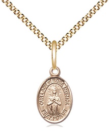 [9413GF/18G] 14kt Gold Filled Our Lady of Rosa Mystica Pendant on a 18 inch Gold Plate Light Curb chain