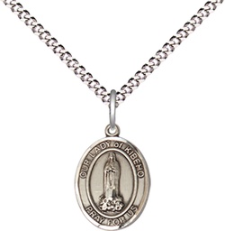 [9414SS/18S] Sterling Silver Our Lady of Kibeho Pendant on a 18 inch Light Rhodium Light Curb chain