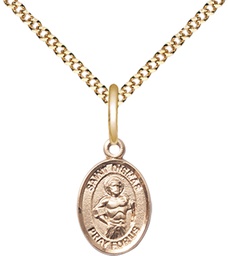 [9418GF/18G] 14kt Gold Filled Saint Dismas Pendant on a 18 inch Gold Plate Light Curb chain