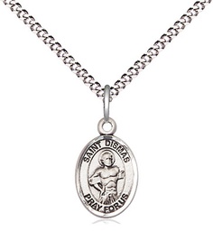 [9418SS/18S] Sterling Silver Saint Dismas Pendant on a 18 inch Light Rhodium Light Curb chain