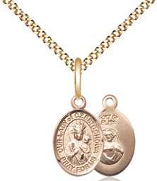 [9421GF/18G] 14kt Gold Filled Our Lady of Czestochowa Pendant on a 18 inch Gold Plate Light Curb chain