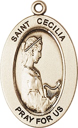[11016KT] 14kt Gold Saint Cecilia Medal