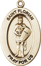 [11034KT] 14kt Gold Saint Florian Medal
