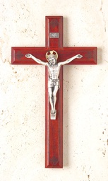 [1752F] 11In. Rosewood Crucifix With Laser-Engraved Pattern