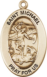 [11076KT] 14kt Gold Saint Michael the Archangel Medal