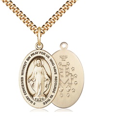 [11078GF/24G] 14kt Gold Filled Miraculous Pendant on a 24 inch Gold Plate Heavy Curb chain