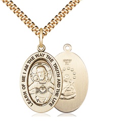 [11098GF/24G] 14kt Gold Filled Scapular Pendant on a 24 inch Gold Plate Heavy Curb chain