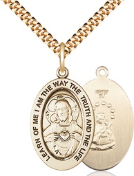 [11098GF/24G] 14kt Gold Filled Scapular Pendant on a 24 inch Gold Plate Heavy Curb chain