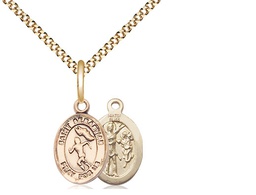 [9610GF/18G] 14kt Gold Filled Saint Sebastian Track and Field Pendant on a 18 inch Gold Plate Light Curb chain