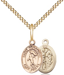 [9610GF/18G] 14kt Gold Filled Saint Sebastian Track and Field Pendant on a 18 inch Gold Plate Light Curb chain