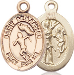 [9610KT] 14kt Gold Saint Sebastian Track and Field Medal