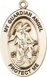 [11118KT] 14kt Gold Guardian Angel w/Child Medal