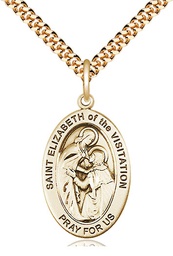[11311GF/24G] 14kt Gold Filled Saint Elizabeth of the Visitation Pendant on a 24 inch Gold Plate Heavy Curb chain