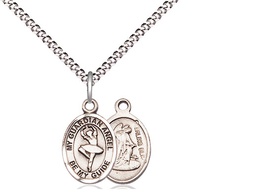 [9712SS/18S] Sterling Silver Guardian Angel Dance Pendant on a 18 inch Light Rhodium Light Curb chain