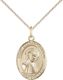 [8333GF/18GF] 14kt Gold Filled Saint Edmund Campion Pendant on a 18 inch Gold Filled Light Curb chain