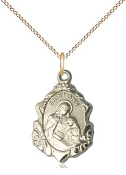 [0822AGF/18GF] 14kt Gold Filled Saint Ann Pendant on a 18 inch Gold Filled Light Curb chain