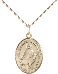 [8336GF/18GF] 14kt Gold Filled Saint Catherine of Sweden Pendant on a 18 inch Gold Filled Light Curb chain