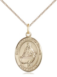 [8336GF/18GF] 14kt Gold Filled Saint Catherine of Sweden Pendant on a 18 inch Gold Filled Light Curb chain
