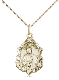 [0822JGF/18GF] 14kt Gold Filled Saint Jude Pendant on a 18 inch Gold Filled Light Curb chain