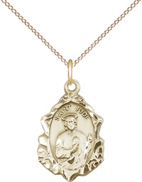 [0822JGF/18GF] 14kt Gold Filled Saint Jude Pendant on a 18 inch Gold Filled Light Curb chain