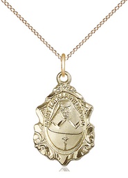 [0822KDGF/18GF] 14kt Gold Filled Saint Katharine Drexel Pendant on a 18 inch Gold Filled Light Curb chain