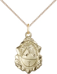 [0822KDGF/18GF] 14kt Gold Filled Saint Katharine Drexel Pendant on a 18 inch Gold Filled Light Curb chain