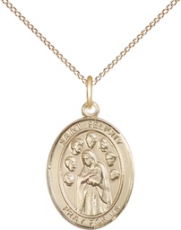 [8341GF/18GF] 14kt Gold Filled Saint Felicity Pendant on a 18 inch Gold Filled Light Curb chain