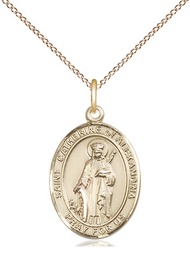[8343GF/18GF] 14kt Gold Filled Saint Catherine of Alexandria Pendant on a 18 inch Gold Filled Light Curb chain