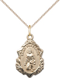 [0822PGF/18GF] 14kt Gold Filled Saint Peregrine Pendant on a 18 inch Gold Filled Light Curb chain